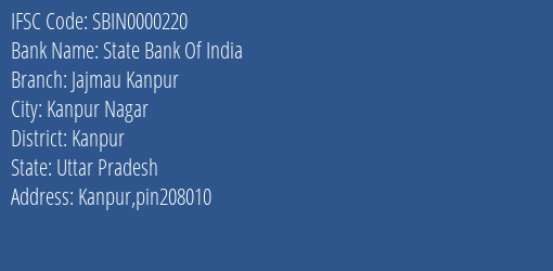 State Bank Of India Jajmau Kanpur Branch IFSC Code