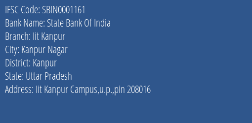 State Bank Of India Iit Kanpur Branch IFSC Code