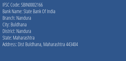 State Bank Of India Nandura Branch Nandura IFSC Code SBIN0002166