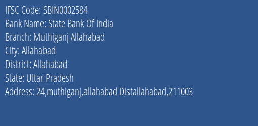 State Bank Of India Muthiganj Allahabad Branch IFSC Code