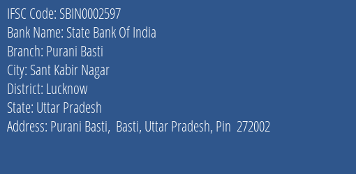 State Bank Of India Purani Basti Branch IFSC Code