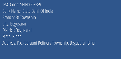 State Bank Of India Br Township Branch, Branch Code 003589 & IFSC Code Sbin0003589