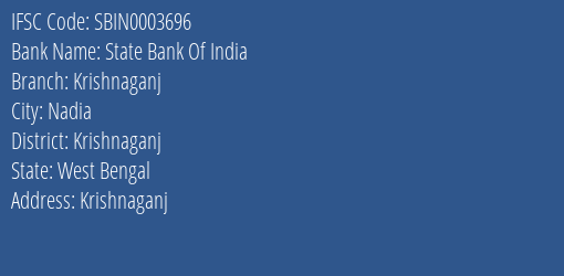 State Bank Of India Krishnaganj Branch Krishnaganj IFSC Code SBIN0003696