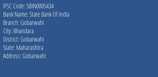 State Bank Of India Gobarwahi Branch Gobarwahi IFSC Code SBIN0005434