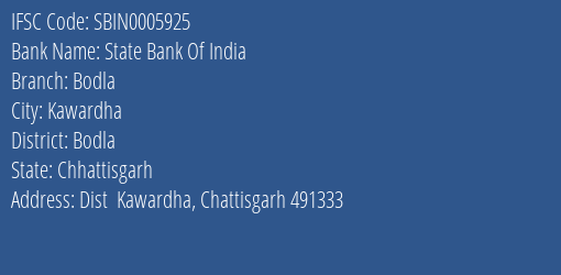 State Bank Of India Bodla Branch Bodla IFSC Code SBIN0005925