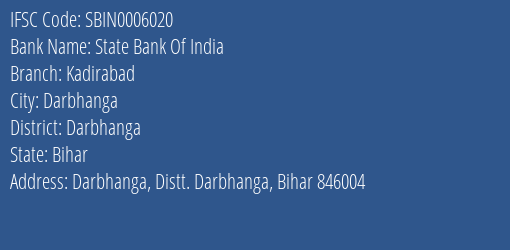 State Bank Of India Kadirabad Branch, Branch Code 006020 & IFSC Code Sbin0006020