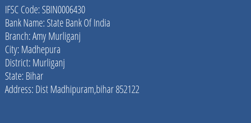 State Bank Of India Amy Murliganj Branch, Branch Code 006430 & IFSC Code Sbin0006430