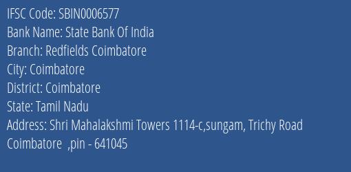 State Bank Of India Redfields Coimbatore Branch, Branch Code 006577 & IFSC Code Sbin0006577