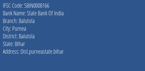 State Bank Of India Balutola Branch, Branch Code 008166 & IFSC Code Sbin0008166