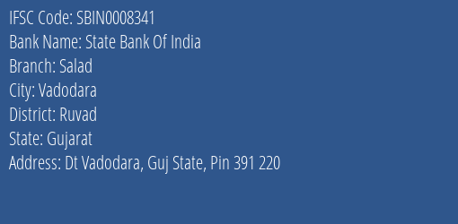 State Bank Of India Salad Branch Ruvad IFSC Code SBIN0008341