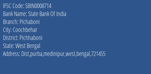State Bank Of India Pichaboni Branch Pichhaboni IFSC Code SBIN0008714