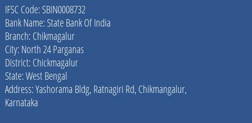 State Bank Of India Chikmagalur Branch Chickmagalur IFSC Code SBIN0008732