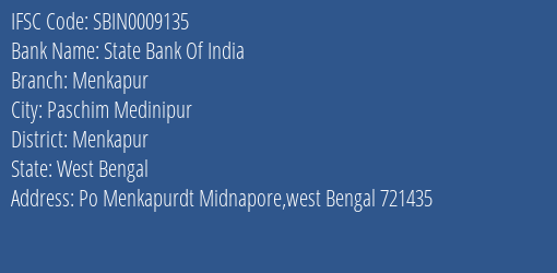 State Bank Of India Menkapur Branch Menkapur IFSC Code SBIN0009135