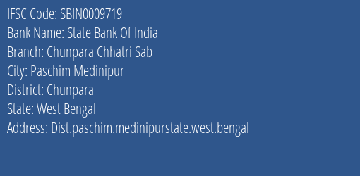 State Bank Of India Chunpara Chhatri Sab Branch Chunpara IFSC Code SBIN0009719