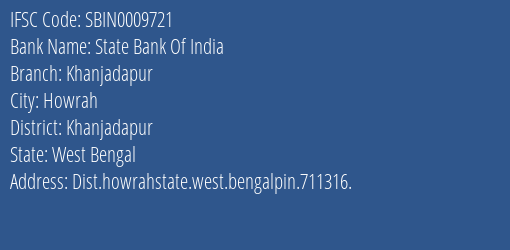 State Bank Of India Khanjadapur Branch Khanjadapur IFSC Code SBIN0009721