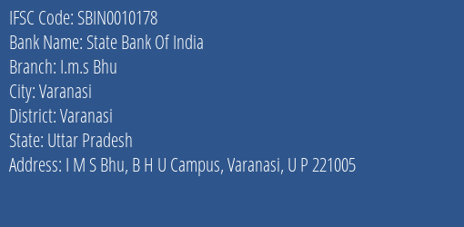 State Bank Of India I.m.s Bhu Branch IFSC Code