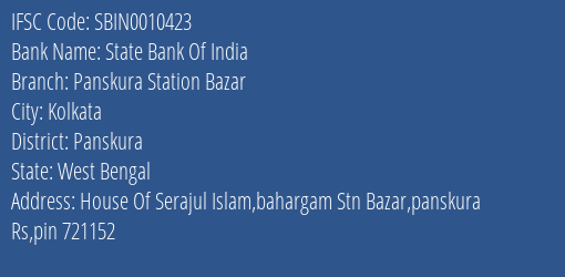 State Bank Of India Panskura Station Bazar Branch Panskura IFSC Code SBIN0010423