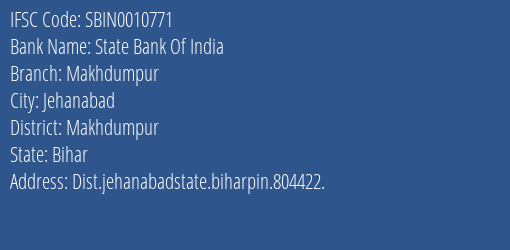 State Bank Of India Makhdumpur Branch, Branch Code 010771 & IFSC Code Sbin0010771
