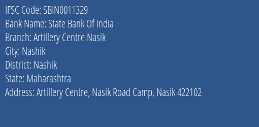State Bank Of India Artillery Centre Nasik Branch Nashik IFSC Code SBIN0011329