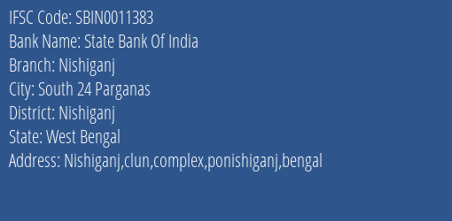 State Bank Of India Nishiganj Branch Nishiganj IFSC Code SBIN0011383