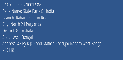 State Bank Of India Rahara Station Road Branch Ghorshala IFSC Code SBIN0012364