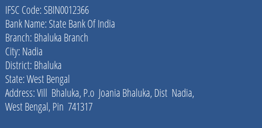 State Bank Of India Bhaluka Branch Branch Bhaluka IFSC Code SBIN0012366