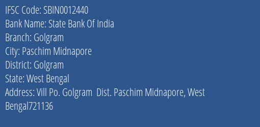 State Bank Of India Golgram Branch Golgram IFSC Code SBIN0012440
