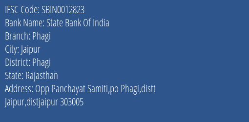 State Bank Of India Phagi Branch Phagi IFSC Code SBIN0012823