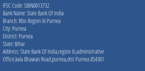 State Bank Of India Rbo Region Iii Purnea Branch, Branch Code 013732 & IFSC Code Sbin0013732
