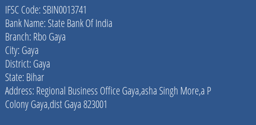 State Bank Of India Rbo Gaya Branch, Branch Code 013741 & IFSC Code Sbin0013741