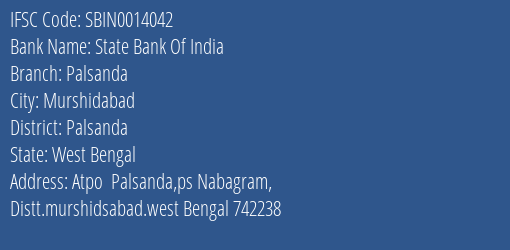 State Bank Of India Palsanda Branch Palsanda IFSC Code SBIN0014042