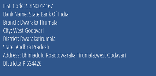 State Bank Of India Dwaraka Tirumala Branch Dwarakatirumala IFSC Code SBIN0014167