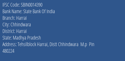 State Bank Of India Harrai Branch Harrai IFSC Code SBIN0014390