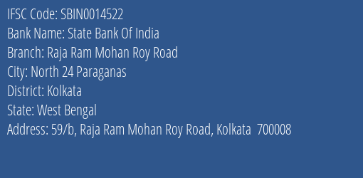 State Bank Of India Raja Ram Mohan Roy Road Branch Kolkata IFSC Code SBIN0014522