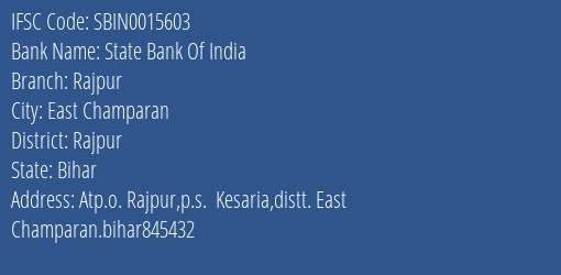 State Bank Of India Rajpur Branch, Branch Code 015603 & IFSC Code Sbin0015603