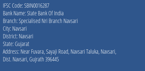 State Bank Of India Specialised Nri Branch Navsari Branch IFSC Code