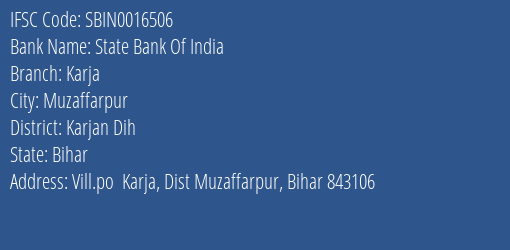 State Bank Of India Karja Branch, Branch Code 016506 & IFSC Code Sbin0016506
