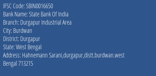 State Bank Of India Durgapur Industrial Area Branch Durgapur IFSC Code SBIN0016650
