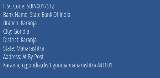 State Bank Of India Karanja Branch Karanja IFSC Code SBIN0017512