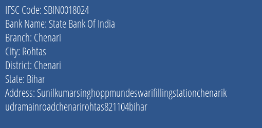 State Bank Of India Chenari Branch, Branch Code 018024 & IFSC Code Sbin0018024