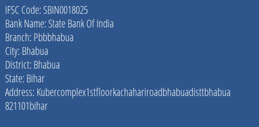 State Bank Of India Pbbbhabua Branch, Branch Code 018025 & IFSC Code Sbin0018025