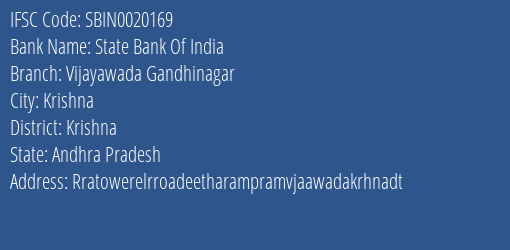 State Bank Of India Vijayawada Gandhinagar Branch Krishna IFSC Code SBIN0020169