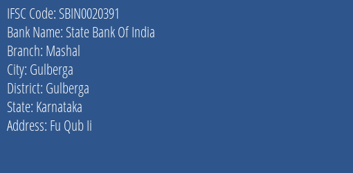 State Bank Of India Mashal Branch, Branch Code 020391 & IFSC Code Sbin0020391