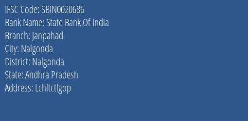 State Bank Of India Janpahad Branch Nalgonda IFSC Code SBIN0020686