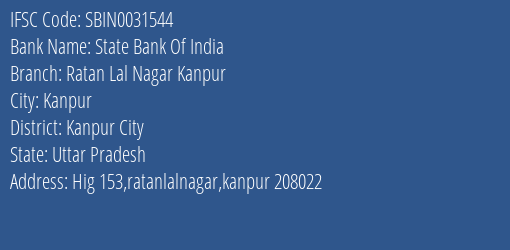 State Bank Of India Ratan Lal Nagar Kanpur Branch Kanpur City IFSC Code SBIN0031544