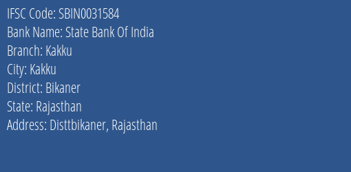 State Bank Of India Kakku Branch, Branch Code 031584 & IFSC Code Sbin0031584