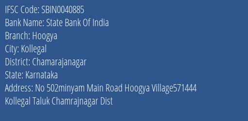 State Bank Of India Hoogya Branch, Branch Code 040885 & IFSC Code Sbin0040885