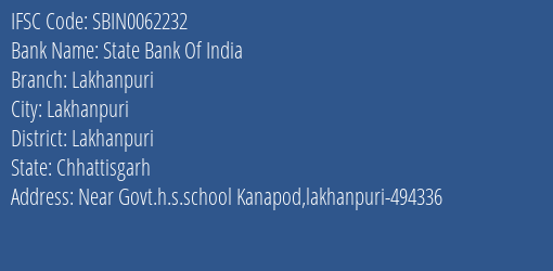 State Bank Of India Lakhanpuri Branch Lakhanpuri IFSC Code SBIN0062232
