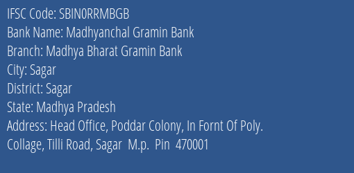 Madhyanchal Gramin Bank Purana Thana Branch Damoh IFSC Code SBIN0RRMBGB