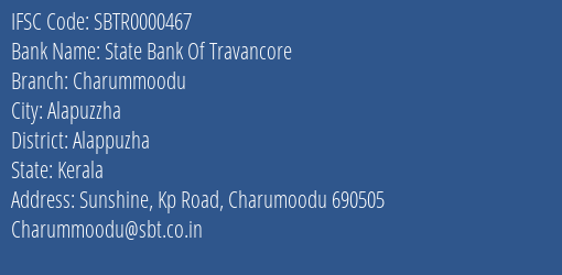 State Bank Of Travancore Charummoodu Branch, Branch Code 000467 & IFSC Code Sbtr0000467